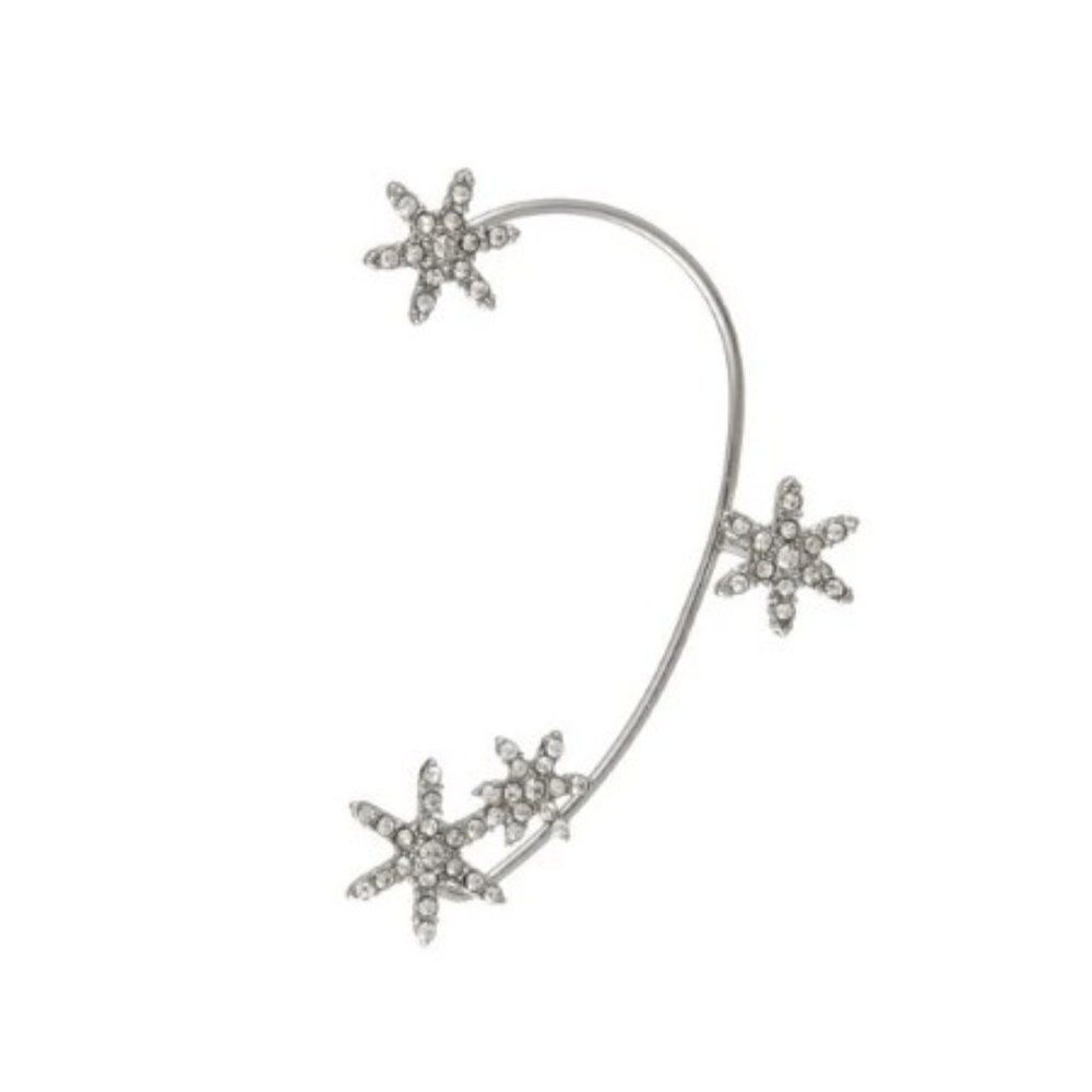 SILVER DIAMOND STAR EAR CRAWLER CUFF JACKET